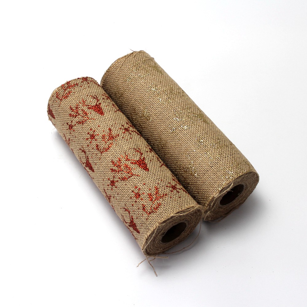 Burlap Mesh Ribbons With Glitter Printing Wholesale #60179