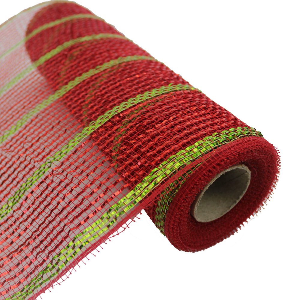 Red Green Metallic Deco Mesh 10 Inch#8816